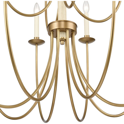 Neville 12 Light 34 inch Natural Brass and Bleached White with Off White Chandelier Ceiling Light in Natural Brass and Bleached White Wood with Off White