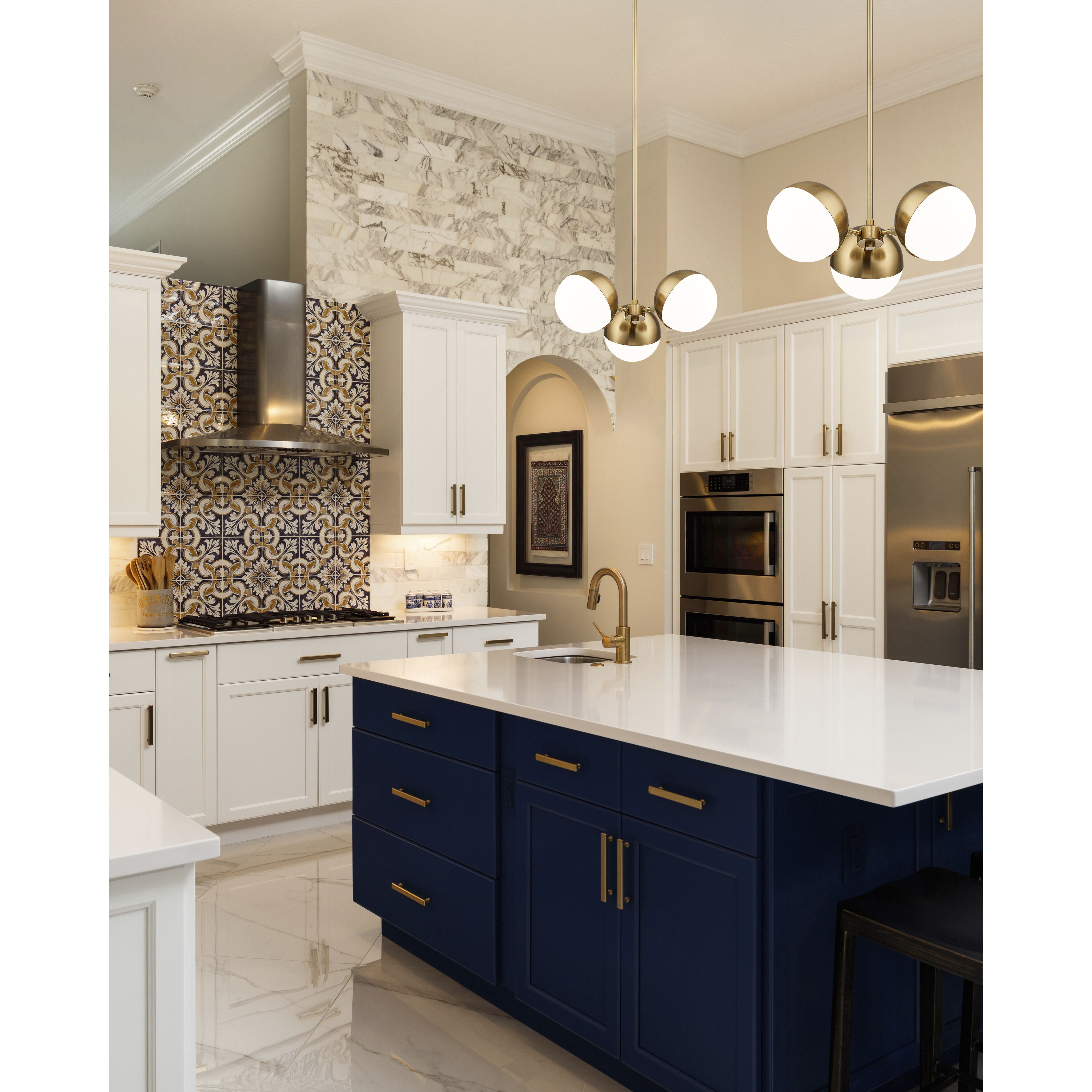 Realm Sphere 3 Light 17.25 inch Modern Gold Chandelier Ceiling Light