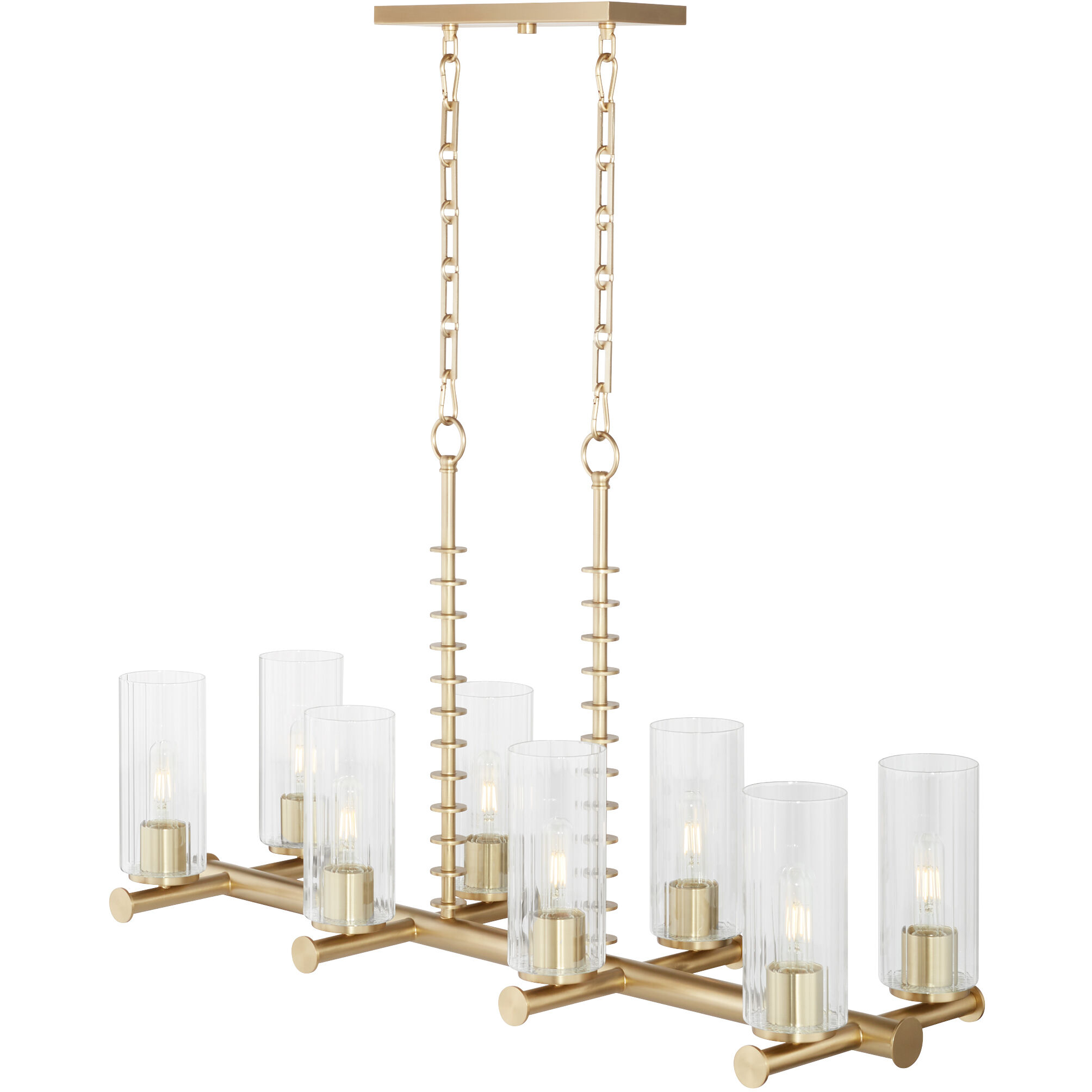 Mercier 8 Light 40.25 inch Aged Brass Linear Chandelier Ceiling Light