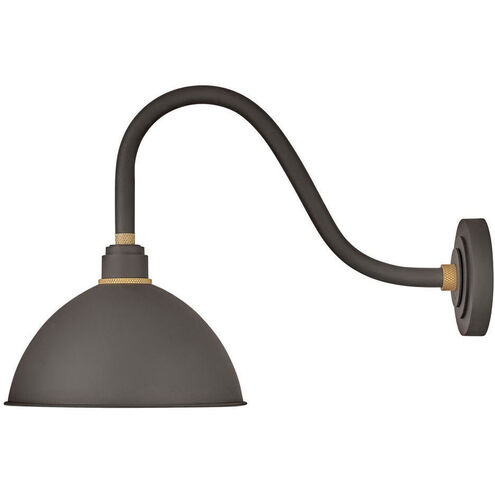 Foundry Dome LED 17 inch Museum Bronze with Brass Outdoor Barn Light, Gooseneck