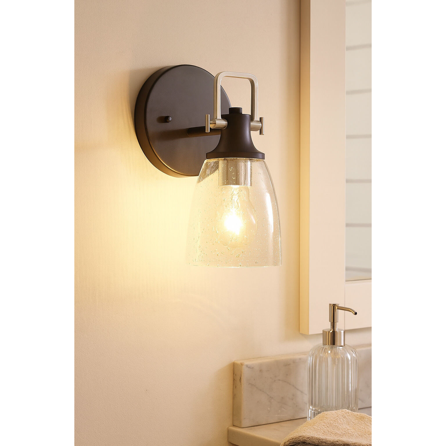 Easton 1 Light 6.25 inch Black with Chrome Vanity Light Wall Light in Black/Chrome