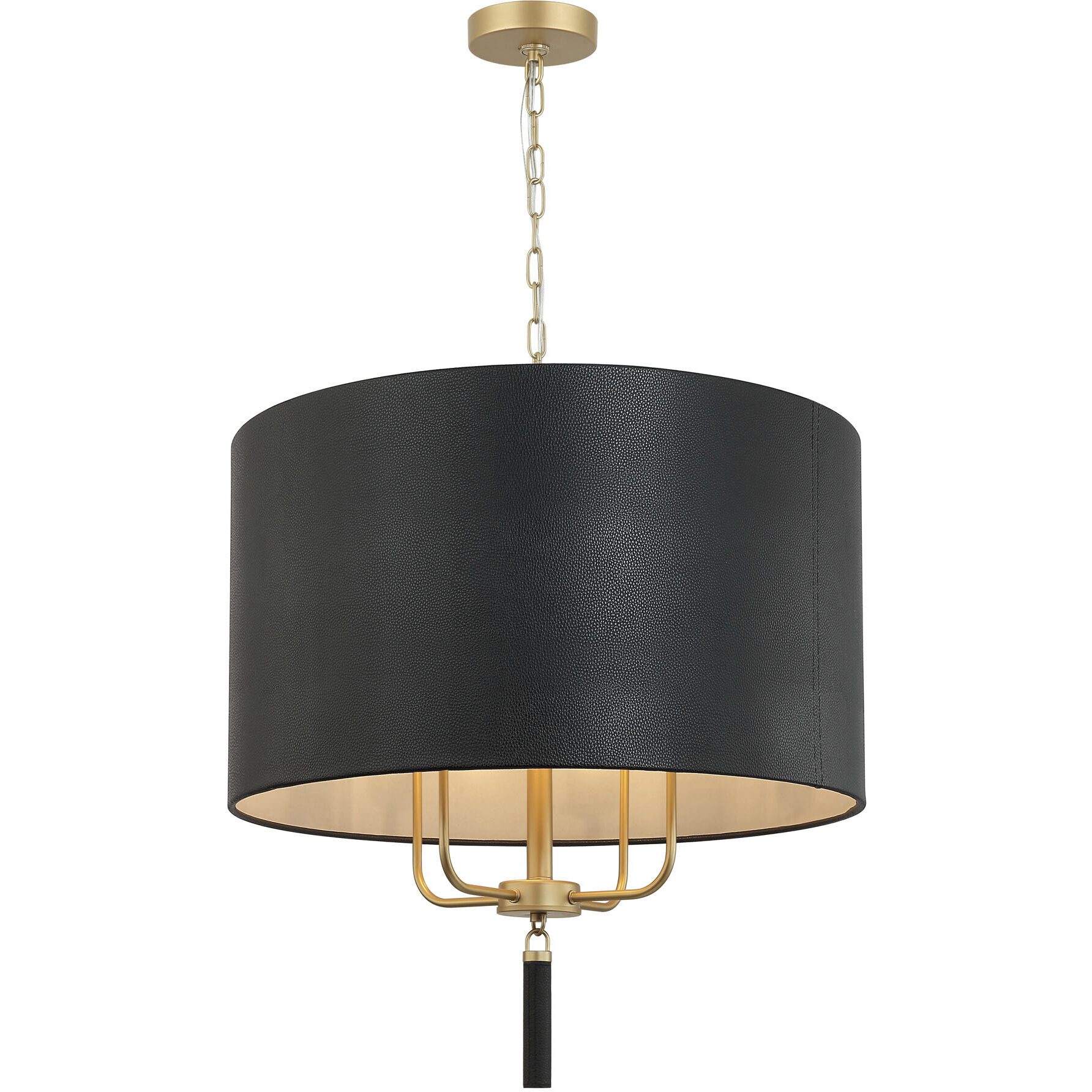 Secret Agent 4 Light 24 inch Painted Gold and Black Leather Pendant Ceiling Light
