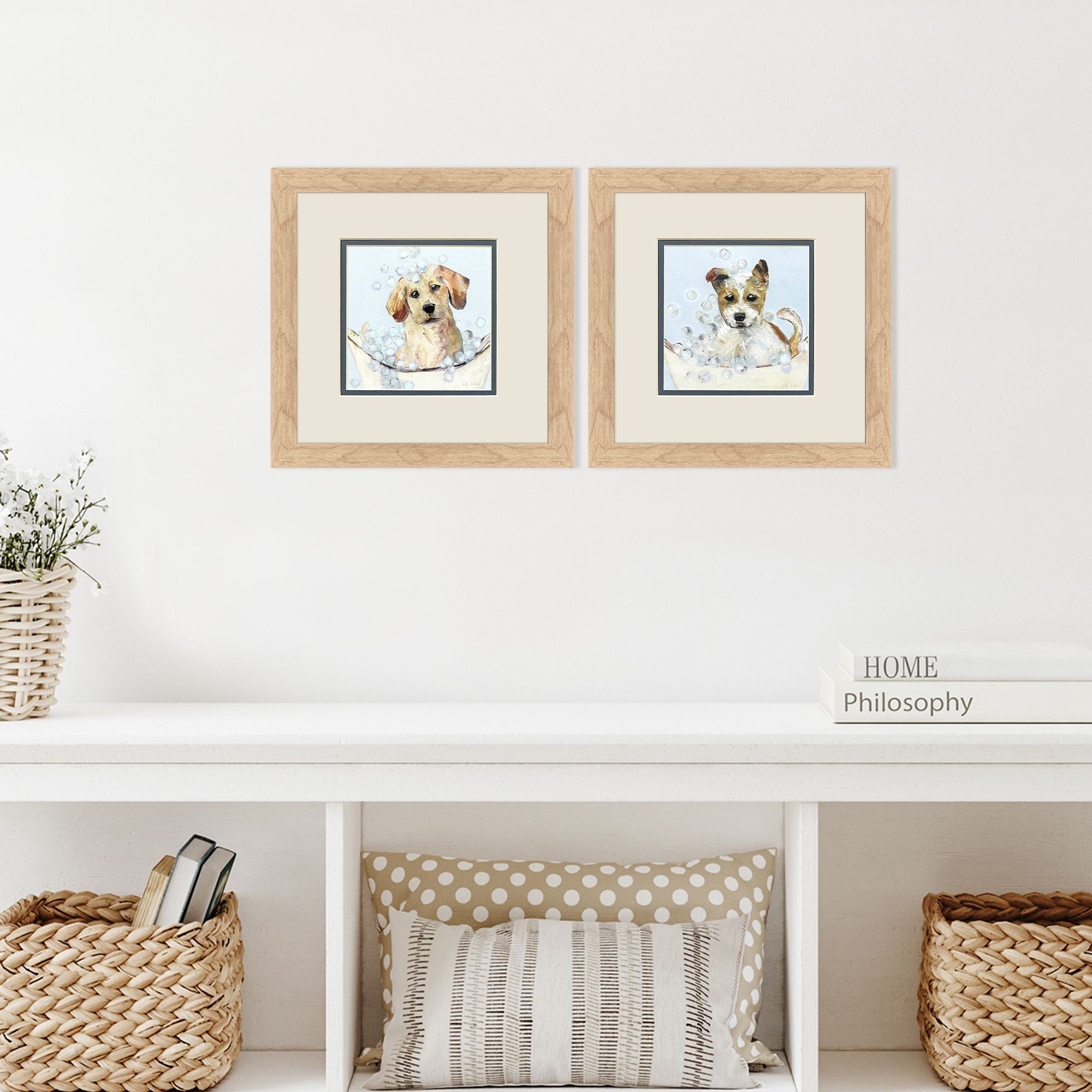 Bath Time Brown and Blue and Neutral Framed Art, Propac