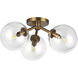 Alora Mood Cassia 3 Light 17.75 inch Aged Gold Semi Flush Mount Ceiling Light in Clear