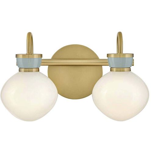 Lucy 2 Light 15.5 inch Lacquered Brass with Seafoam Bath Light Wall Light