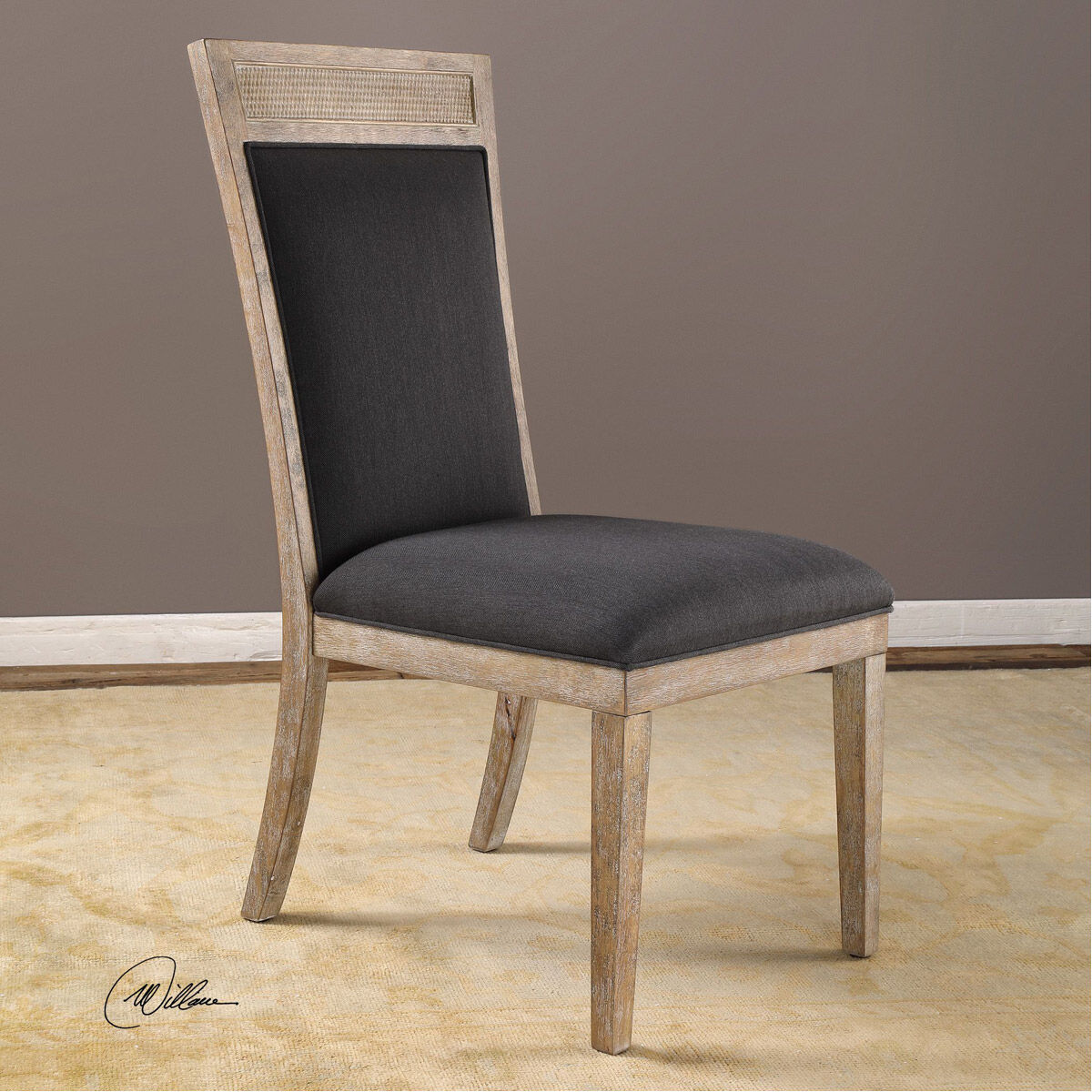 Uttermost 23440 Encore Dark Gray and Hand Rubbed Sandstone Armless Chair