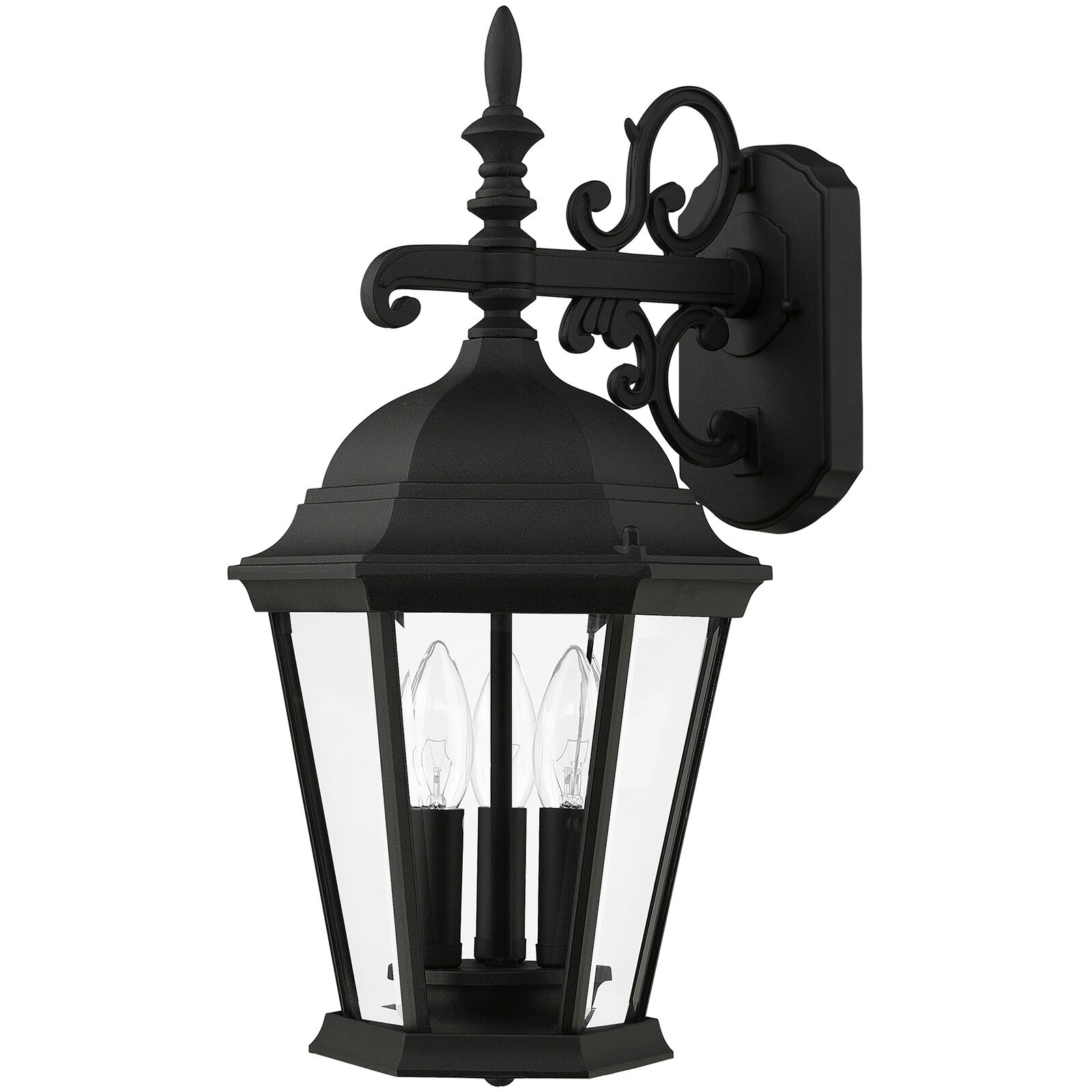 Hamilton 3 Light 19 inch Textured Black Outdoor Wall Lantern