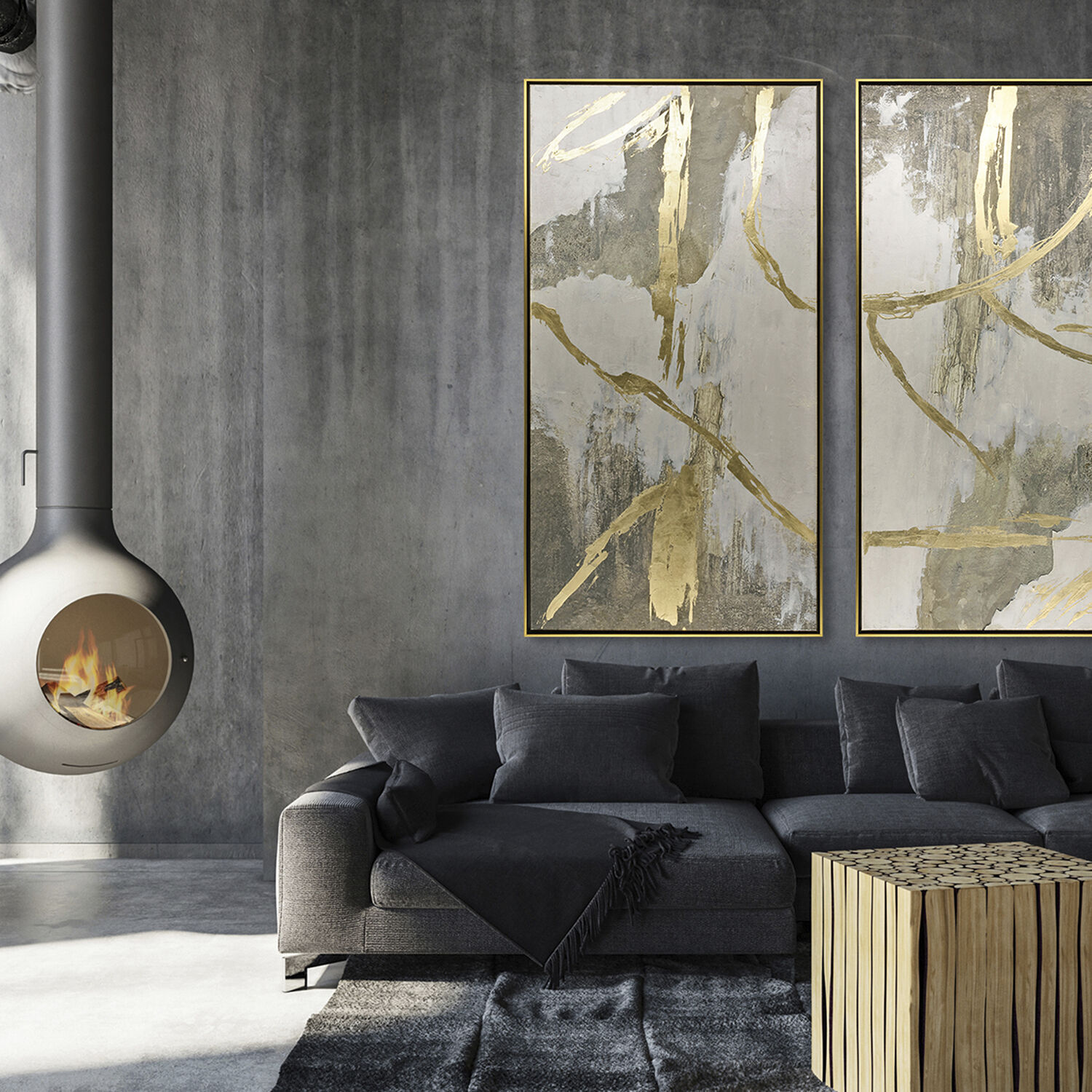 Metallic Expression Metallic and Beige and Brown and Neutral Canvas, The Studio