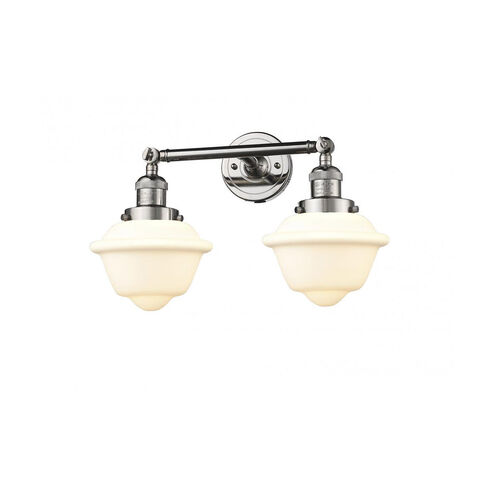 Franklin Restoration Small Oxford 2 Light 17 inch Polished Nickel Bath Vanity Light Wall Light in Matte White Glass, Franklin Restoration