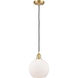 Ballston Athens 1 Light 8 inch Satin Gold Mini Pendant Ceiling Light in Matte White Glass, Ballston