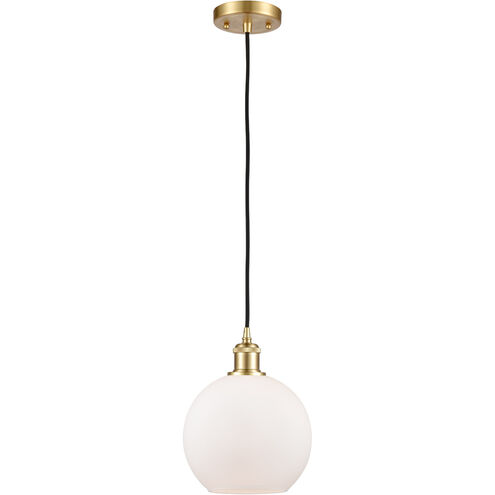 Ballston Athens 1 Light 8 inch Satin Gold Mini Pendant Ceiling Light in Matte White Glass, Ballston