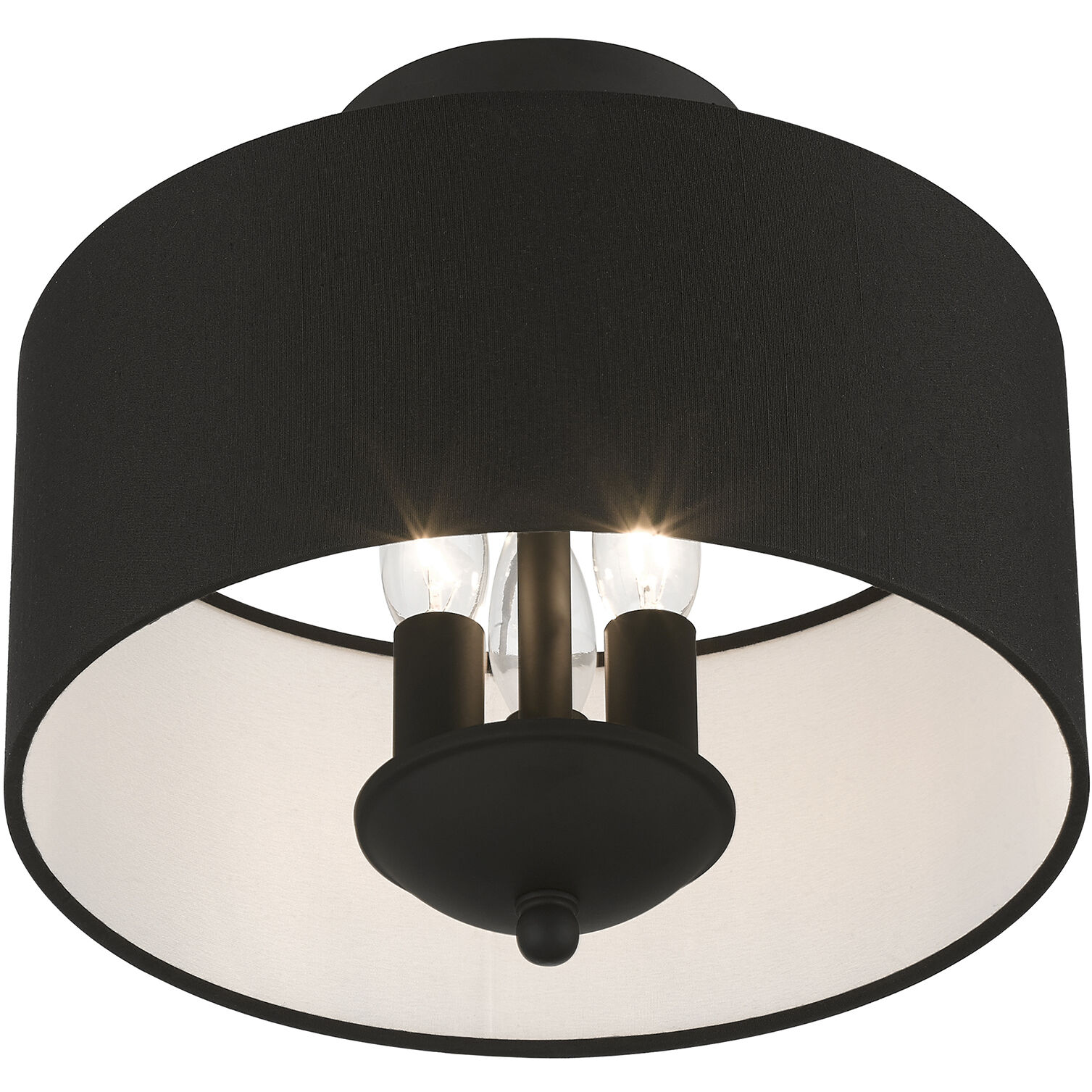 Birchwood 3 Light 12 inch Black Semi-Flush Mount Ceiling Light