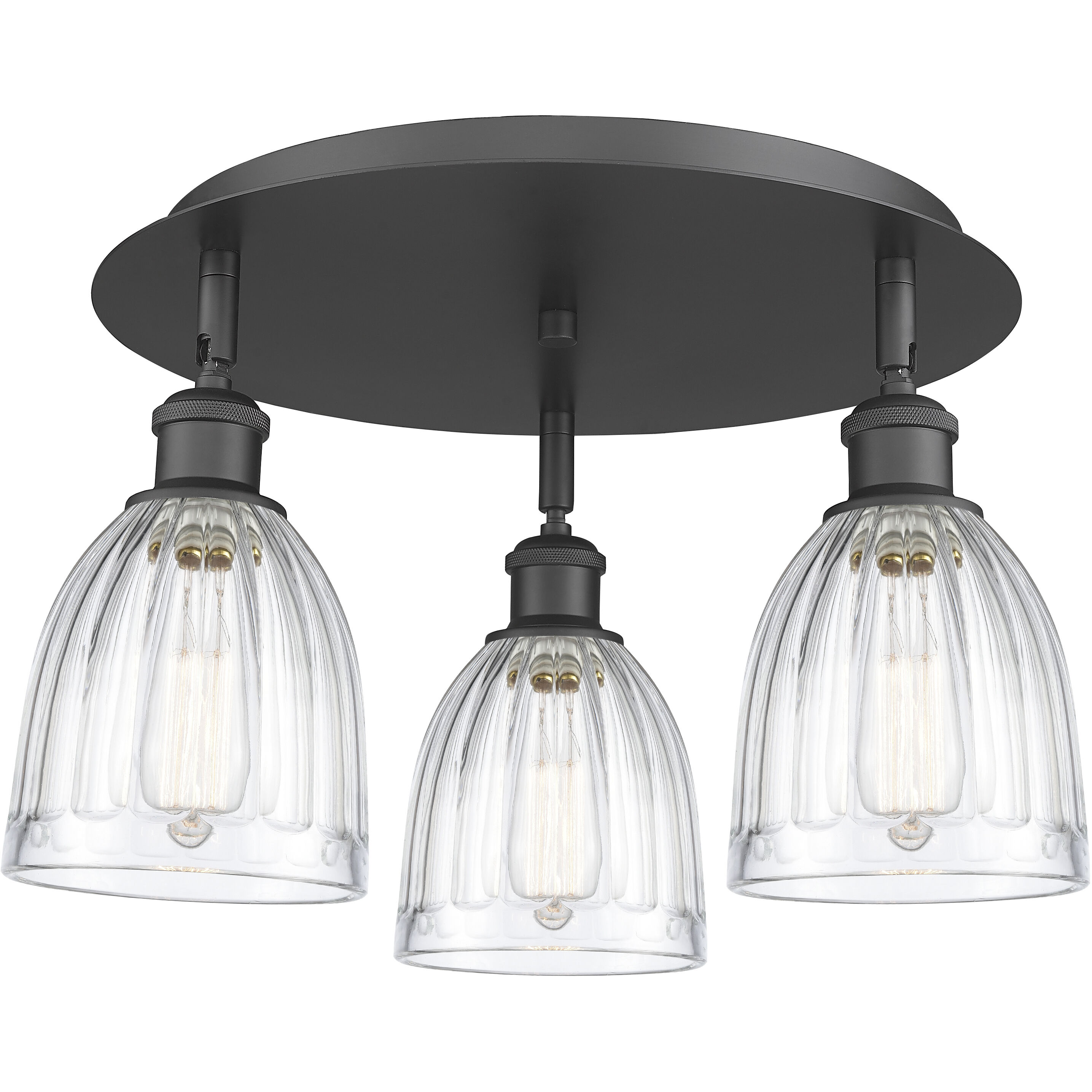Brookfield 3 Light 17.5 inch Matte Black Flush Mount Ceiling Light in Clear
