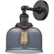 Franklin Restoration Large Bell 1 Light 8 inch Oil Rubbed Bronze Semi-Flush Mount Ceiling Light in Plated Smoke Glass, Franklin Restoration