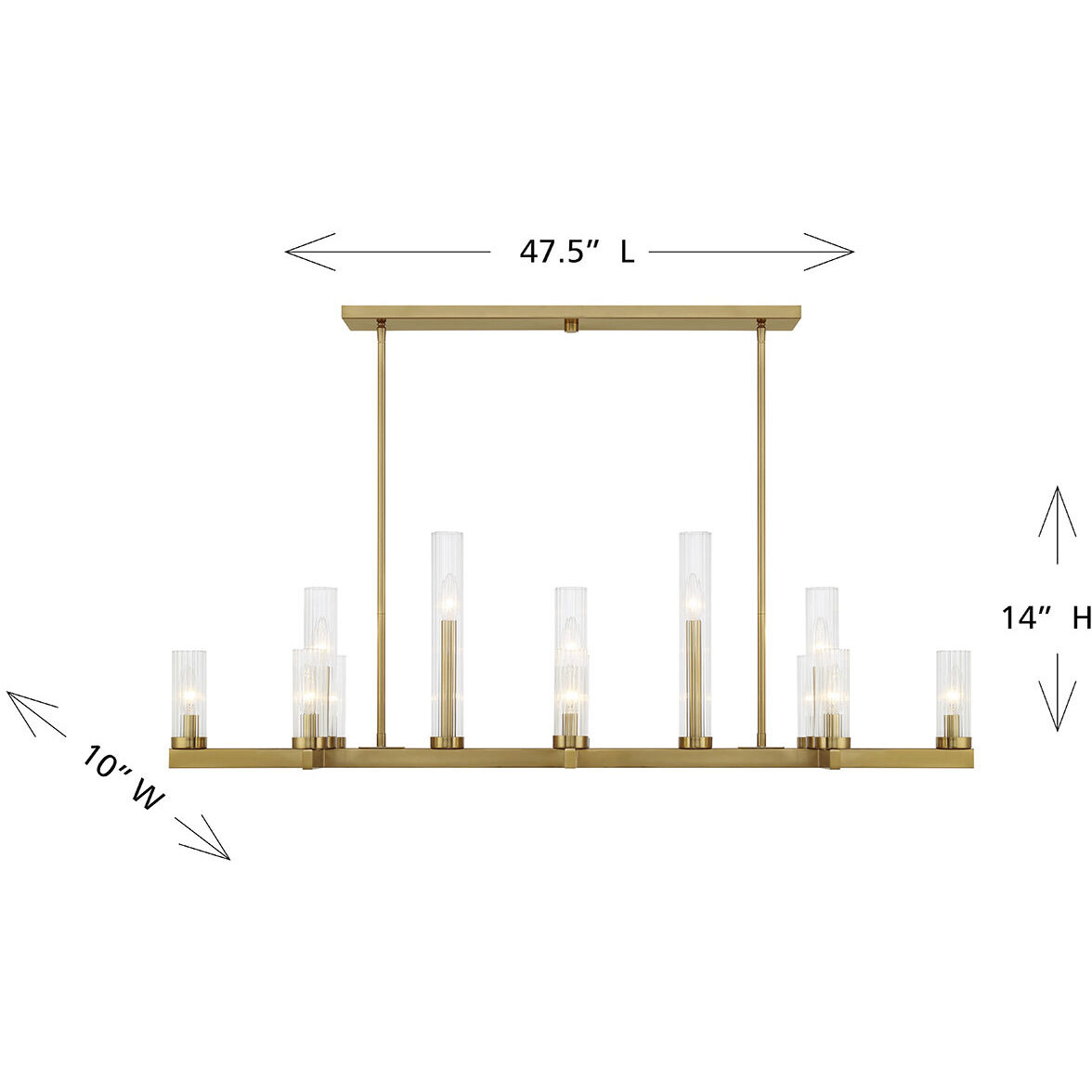 Carina 13 Light 47.5 inch Warm Brass Linear Chandelier Ceiling Light