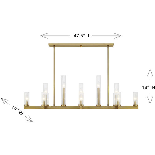 Carina 13 Light 47.5 inch Warm Brass Linear Chandelier Ceiling Light