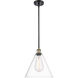 Ballston Cone 1 Light 12 inch Black Antique Brass Mini Pendant Ceiling Light in Clear Glass