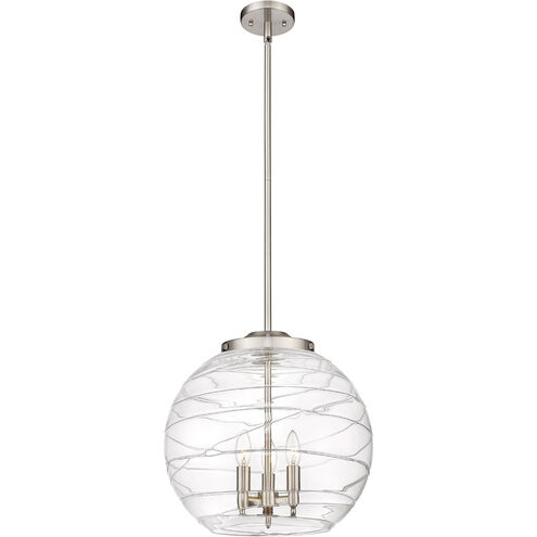 Ballston Deco Swirl 3 Light 16 inch Brushed Satin Nickel Pendant Ceiling Light