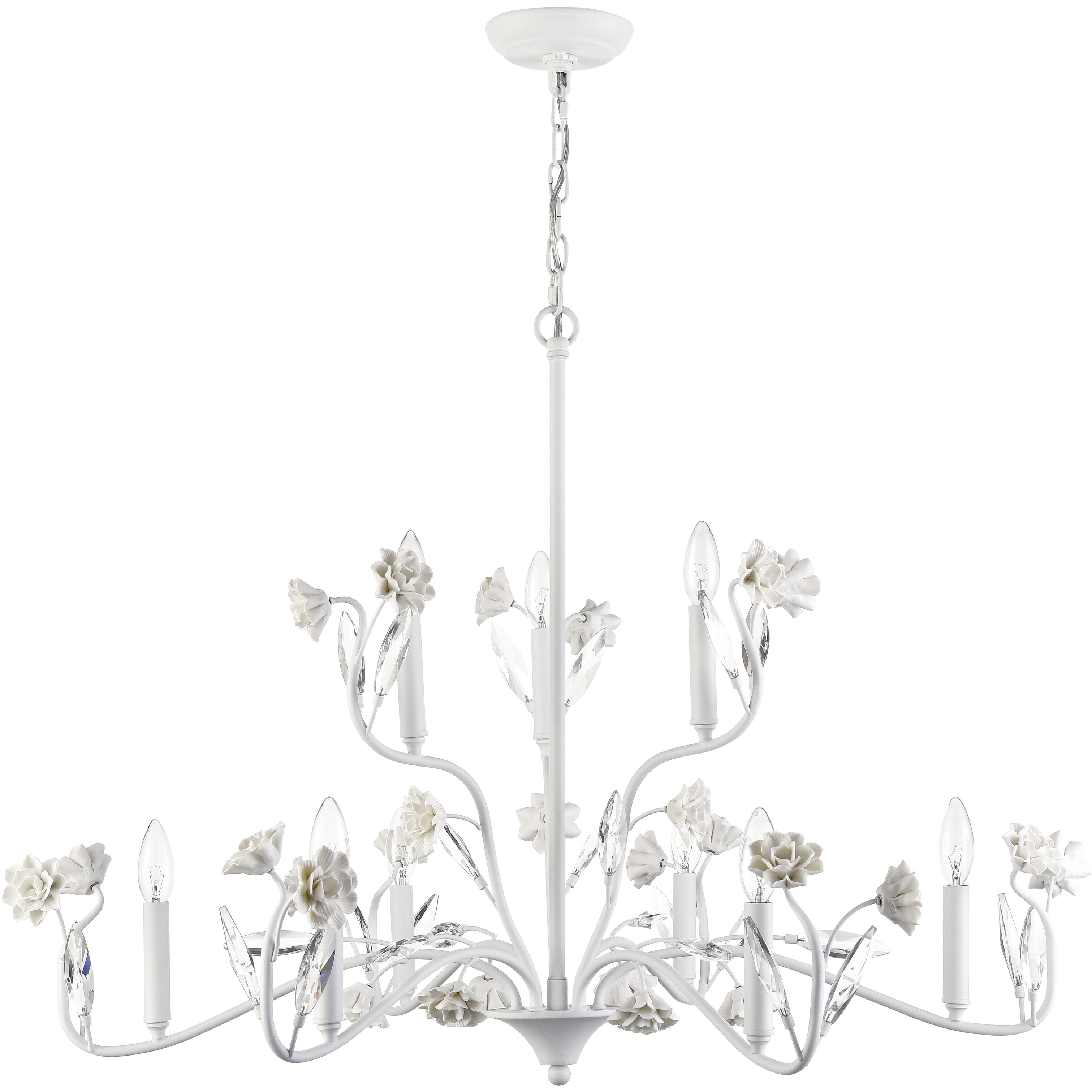 Adelaide 9 Light 36 inch Textured White Chandelier Ceiling Light