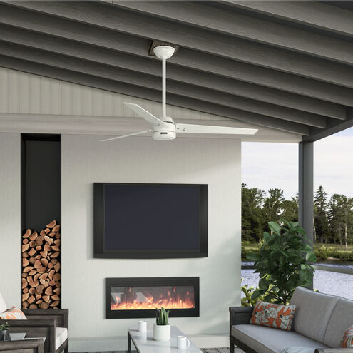 Cassius 60 inch Fresh White with Light Stripe/Fresh White Blades Outdoor Ceiling Fan