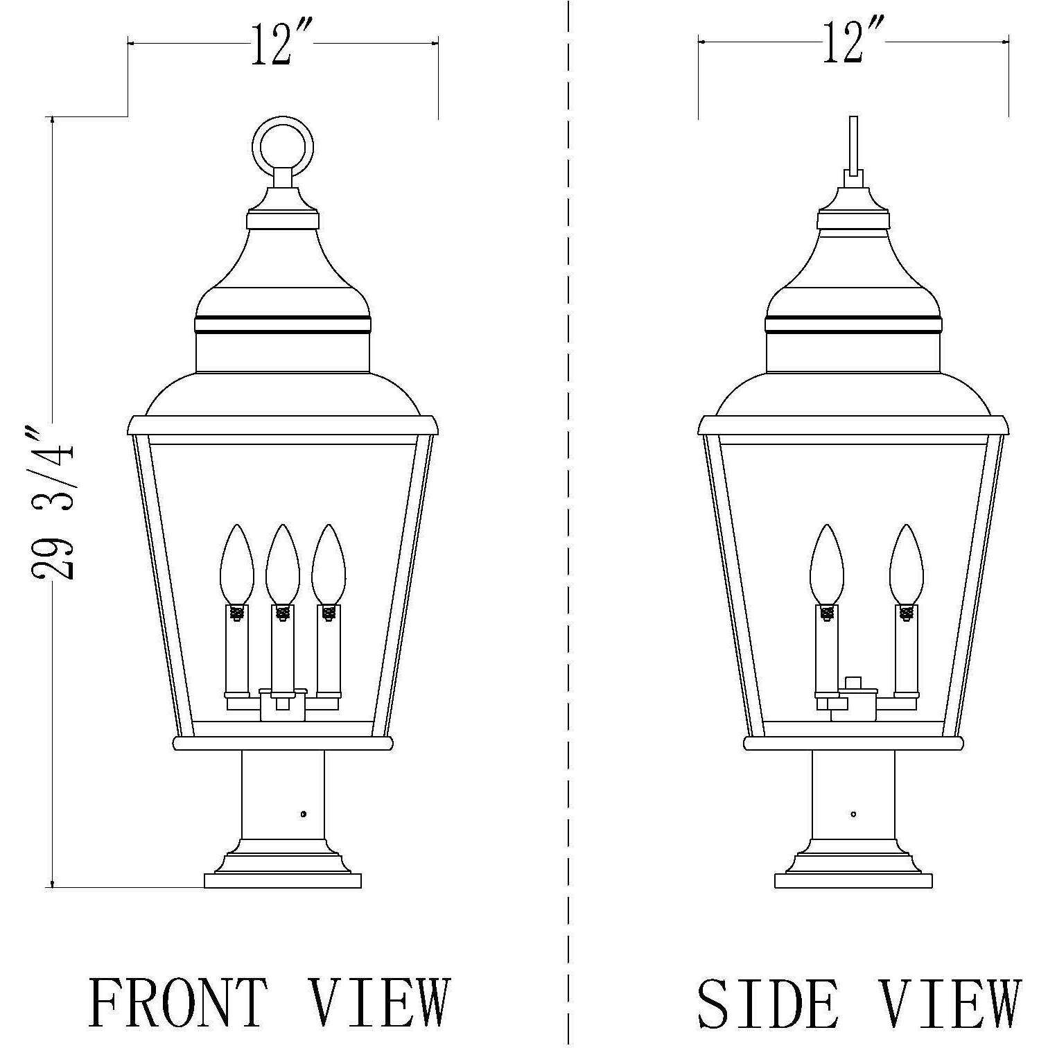 Raphael 3 Light 30 inch Sand Black Outdoor Pier Mounted Fixture in Soft Sand Black