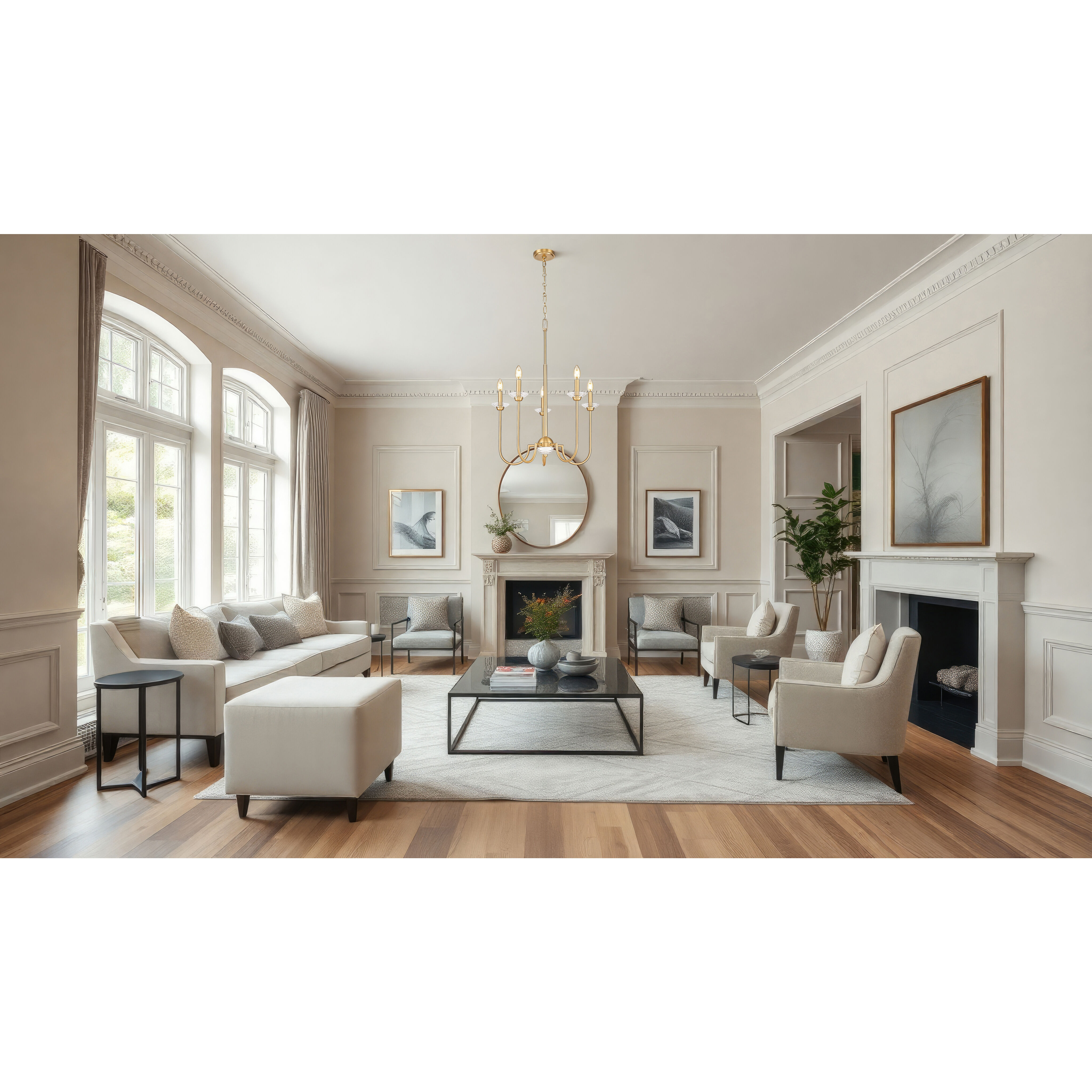 Allistair 5 Light 24 inch Modern Gold Chandelier Ceiling Light