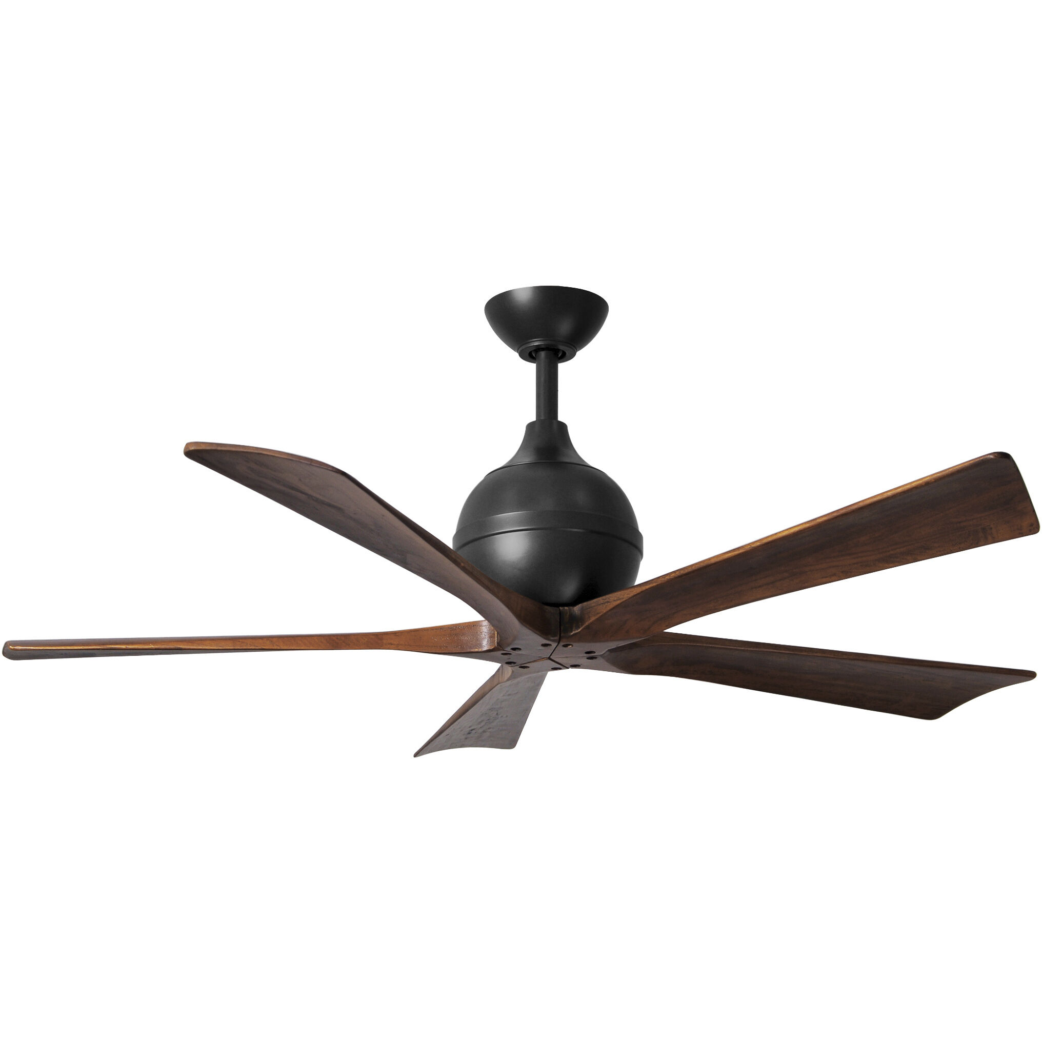 Atlas Irene-5 52 inch Matte Black with Walnut Tone Blades Paddle Fan, Paddle Fan