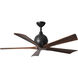 Atlas Irene-5 52 inch Matte Black with Walnut Tone Blades Paddle Fan, Paddle Fan