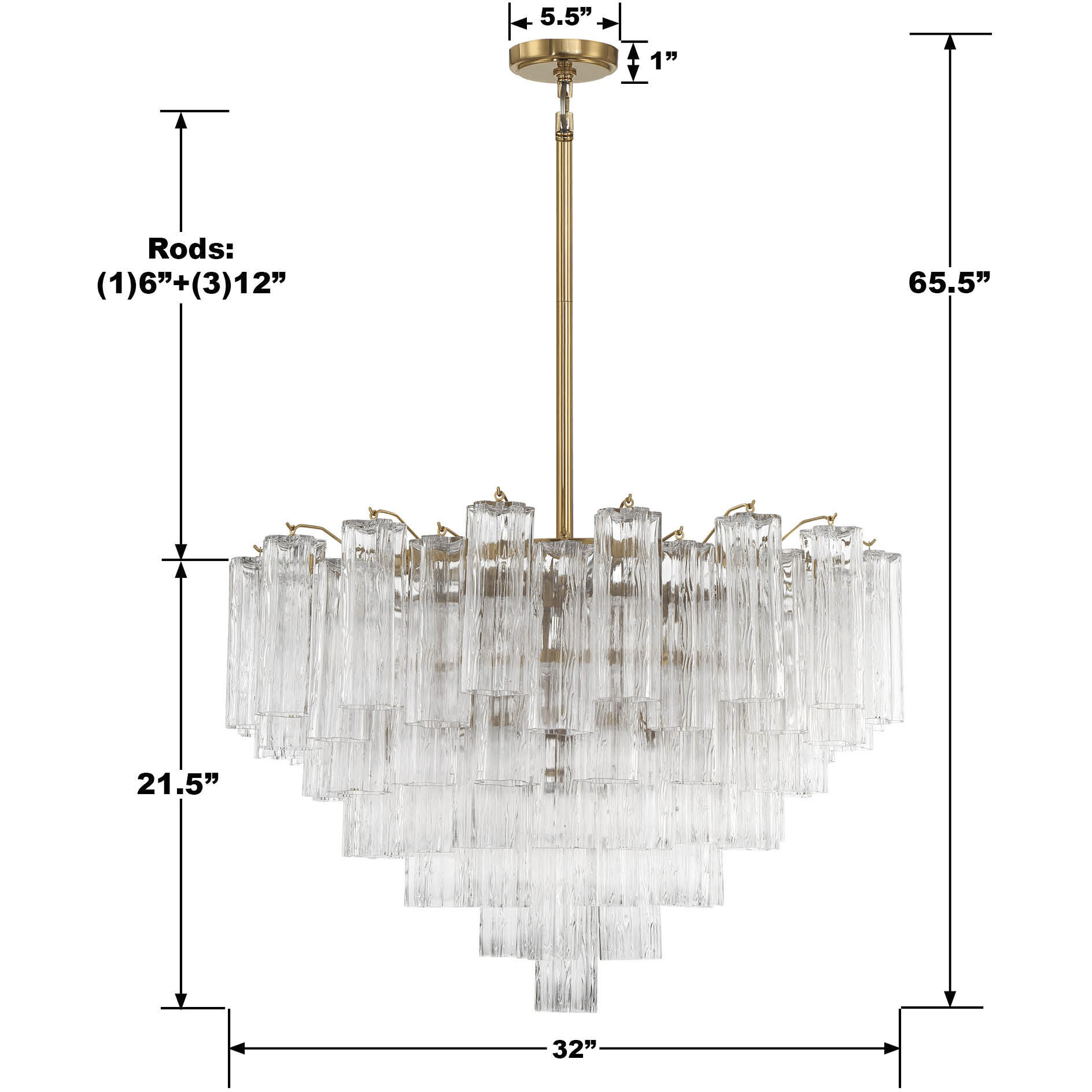 Addis 16 Light 32 inch Aged Brass Chandelier Ceiling Light in Tronchi Glass Clear