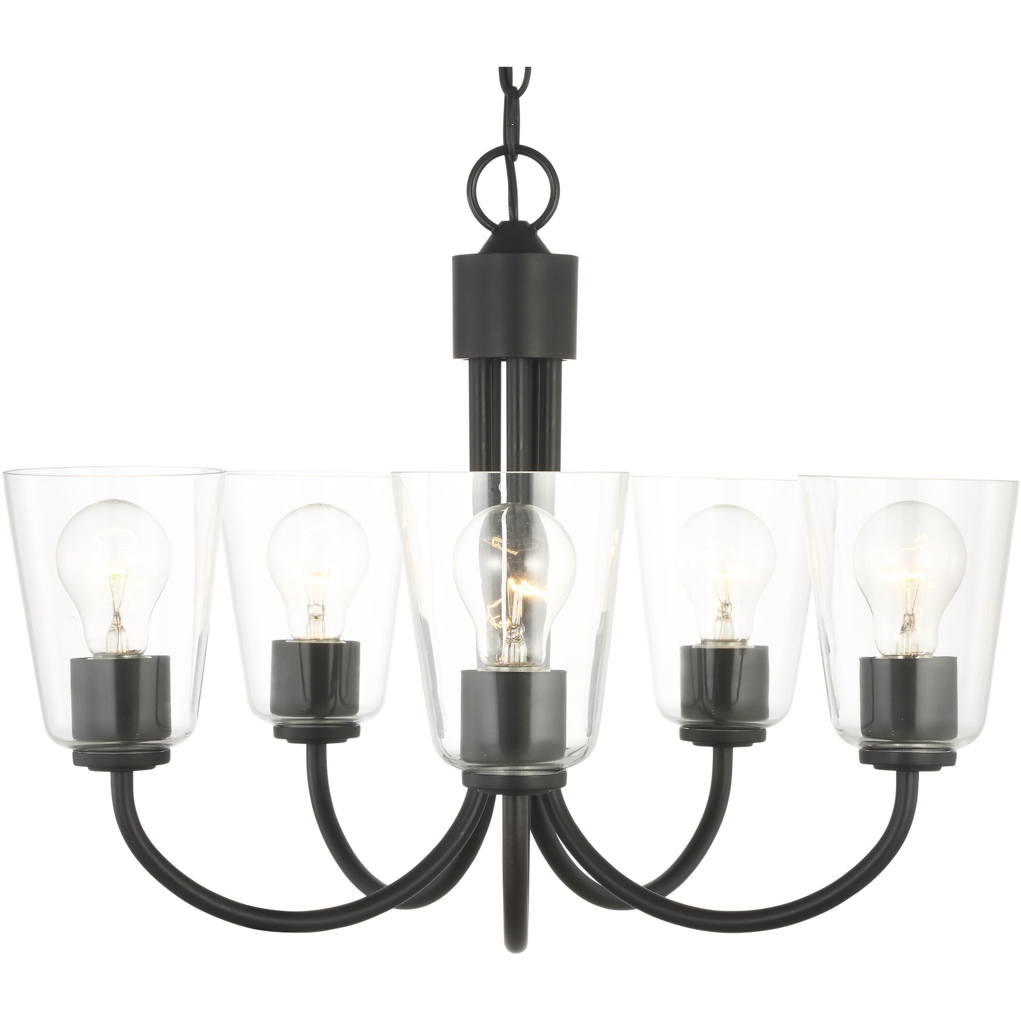 Miles 5 Light 21 inch Midnight Black Chandelier Ceiling Light