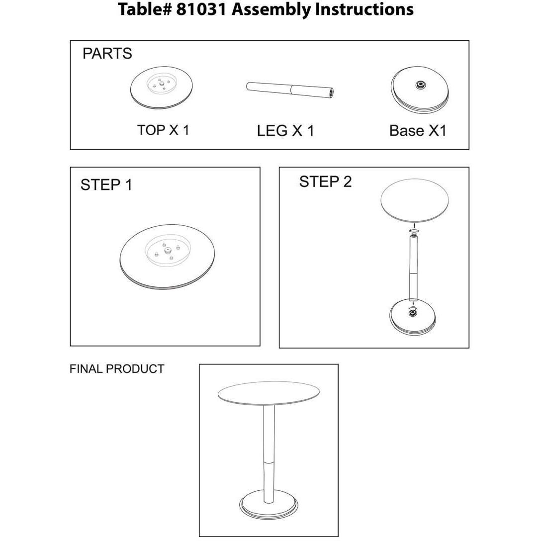 Micca Club Polished Silver with White Marble Bistro Table
