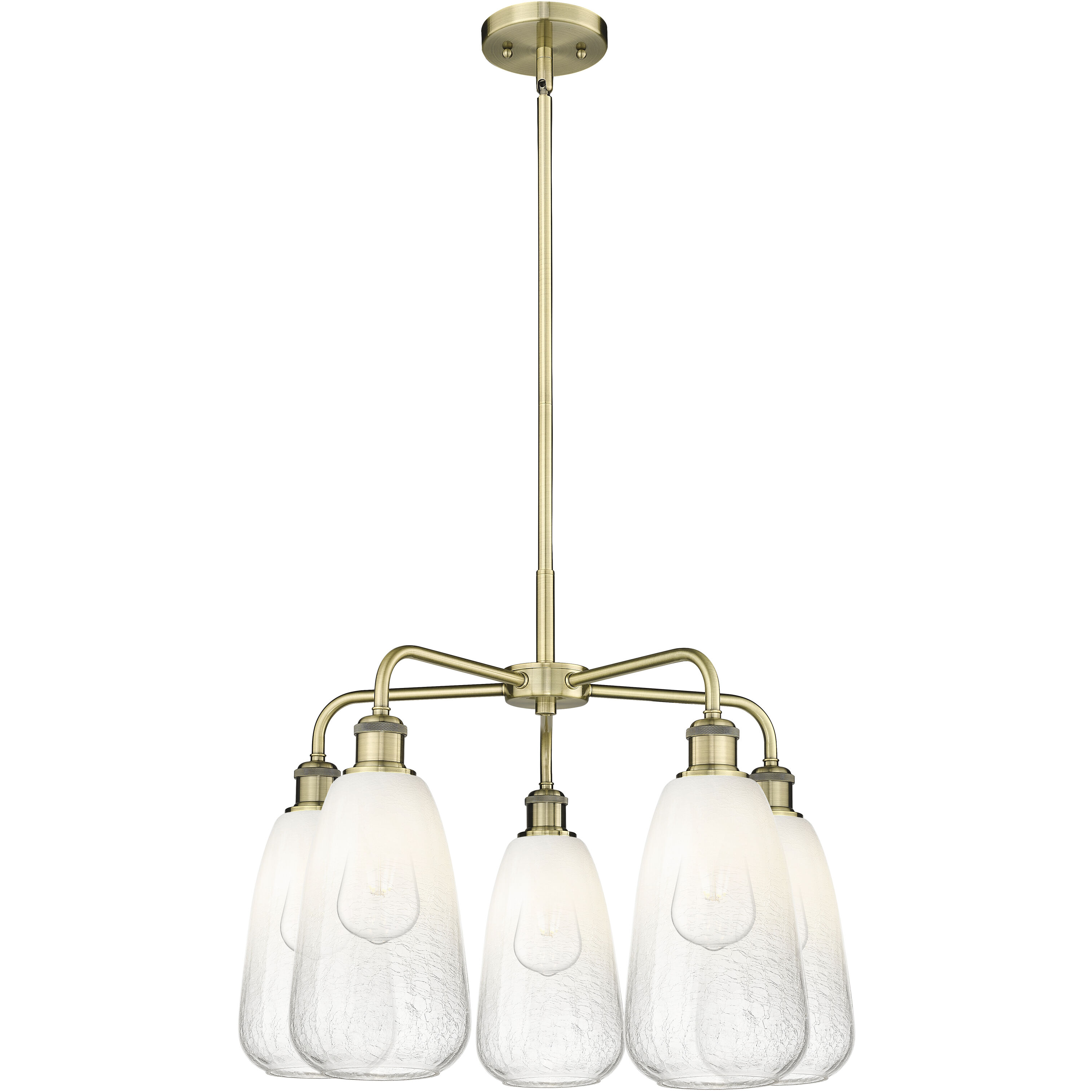 Ballston Brookhaven Almond 5 Light 24.5 inch Antique Brass Chandelier Ceiling Light in Opal Glass