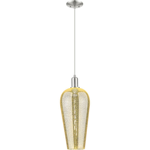 Downtown Urban Chelsea 1 Light 8 inch Brushed Satin Nickel Mini Pendant Ceiling Light in Mercury Glass