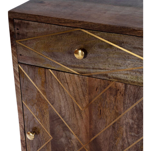 Alda Wood & Brass Metal Inlay Dresser or Chest