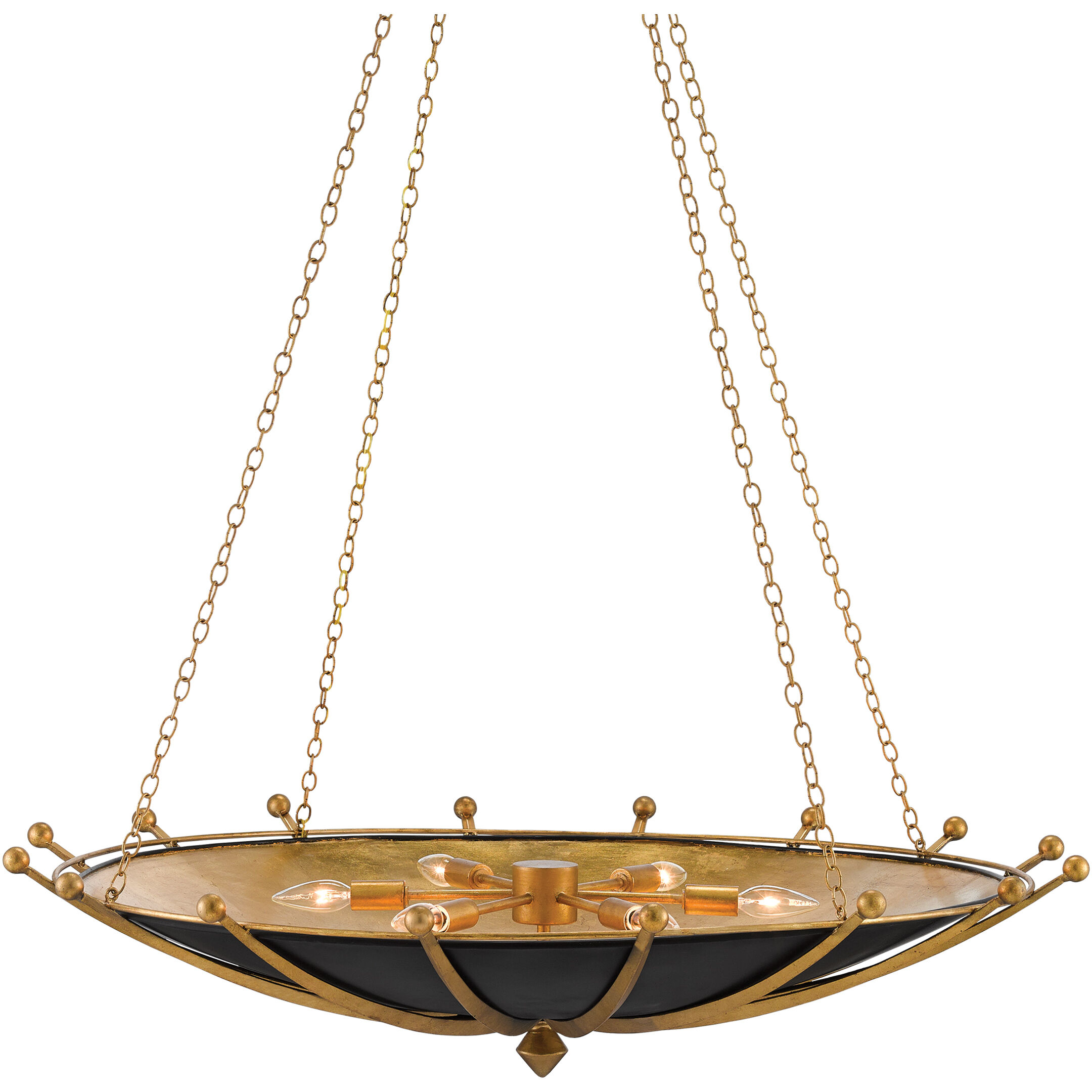 Fontaine 6 Light 40.5 inch Antique Gold Leaf/Satin Black Chandelier Ceiling Light