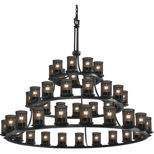 Wire Mesh 45 Light 60 inch Matte Black Chandelier Ceiling Light, Cylinder