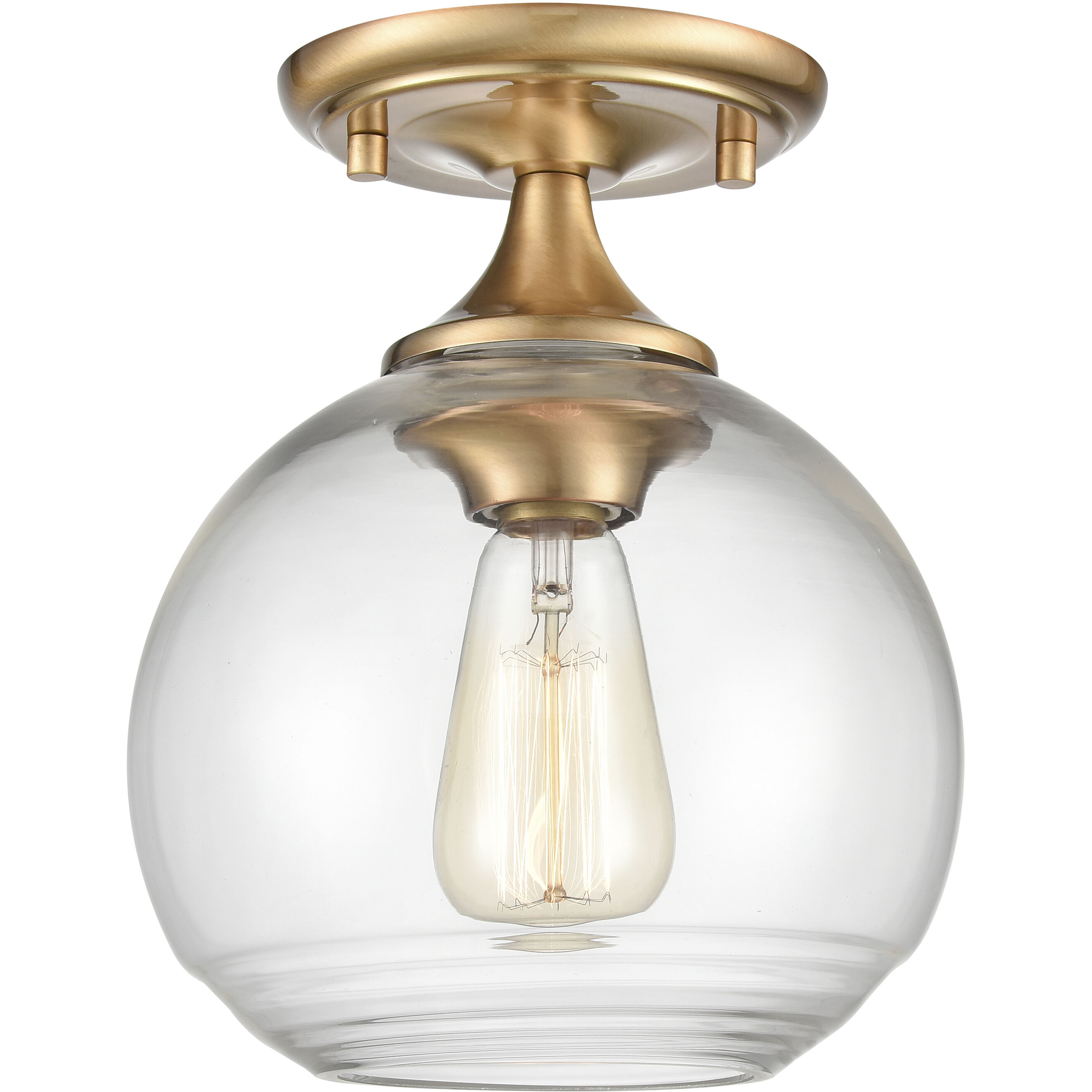 Angie 1 Light 8 inch Satin Brass Semi Flush Mount Ceiling Light