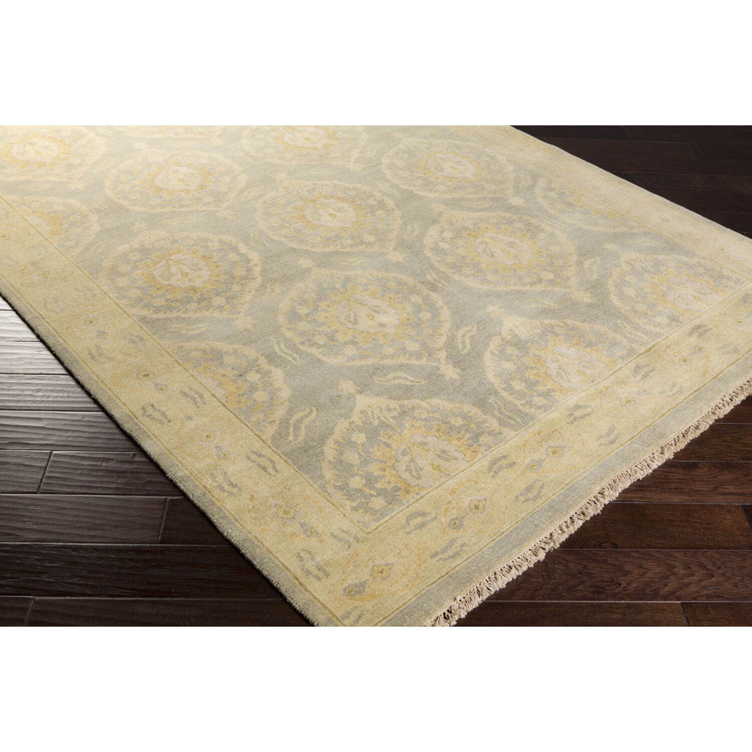 Jade 120 X 96 inch Light Olive / Taupe / Olive / Mustard Handmade Rug