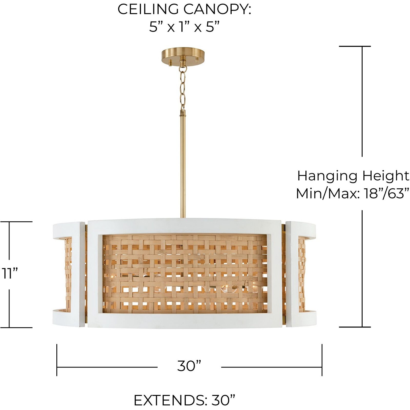 Lola 6 Light 30 inch Flat White and Matte Brass Chandelier Ceiling Light