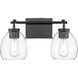 Dawes 2 Light 16 inch Matte Black Vanity Wall Light