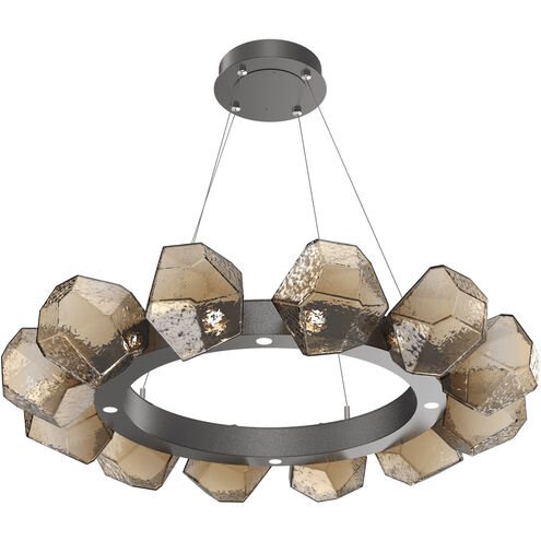 Gem LED 36 inch Graphite Chandelier Ceiling Light in Bronze, 2700K LED, Radial Ring