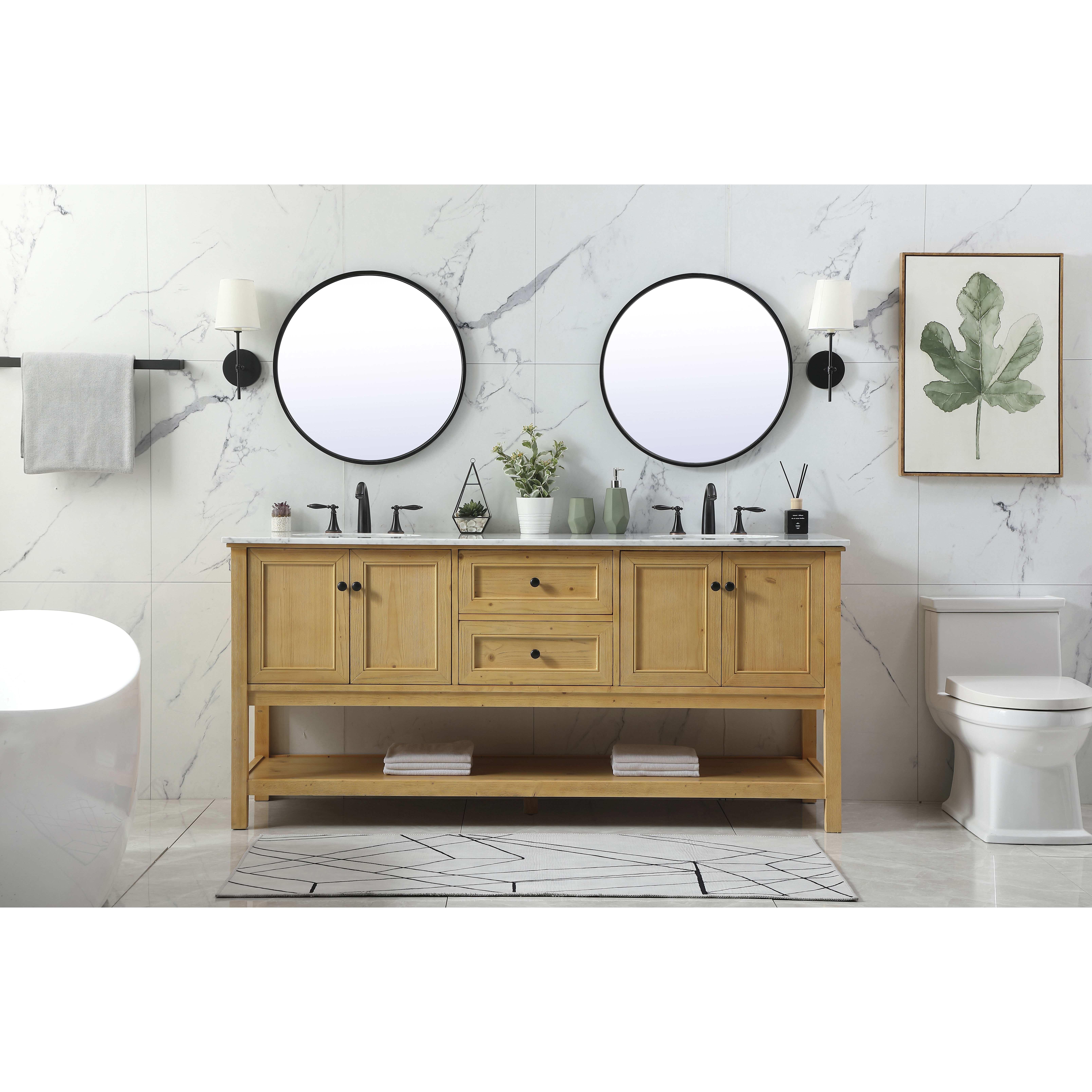 Metropolis 72 X 22 X 34 inch Natural Wood Vanity Sink Set