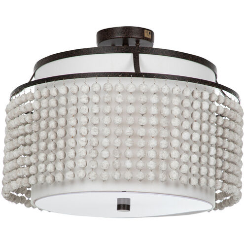 Joanna 2 Light 20.75 inch Venetian Rust / Distressed Ivory / Feather White Linen / White Acrylic Semi-Flush Mount Ceiling Light