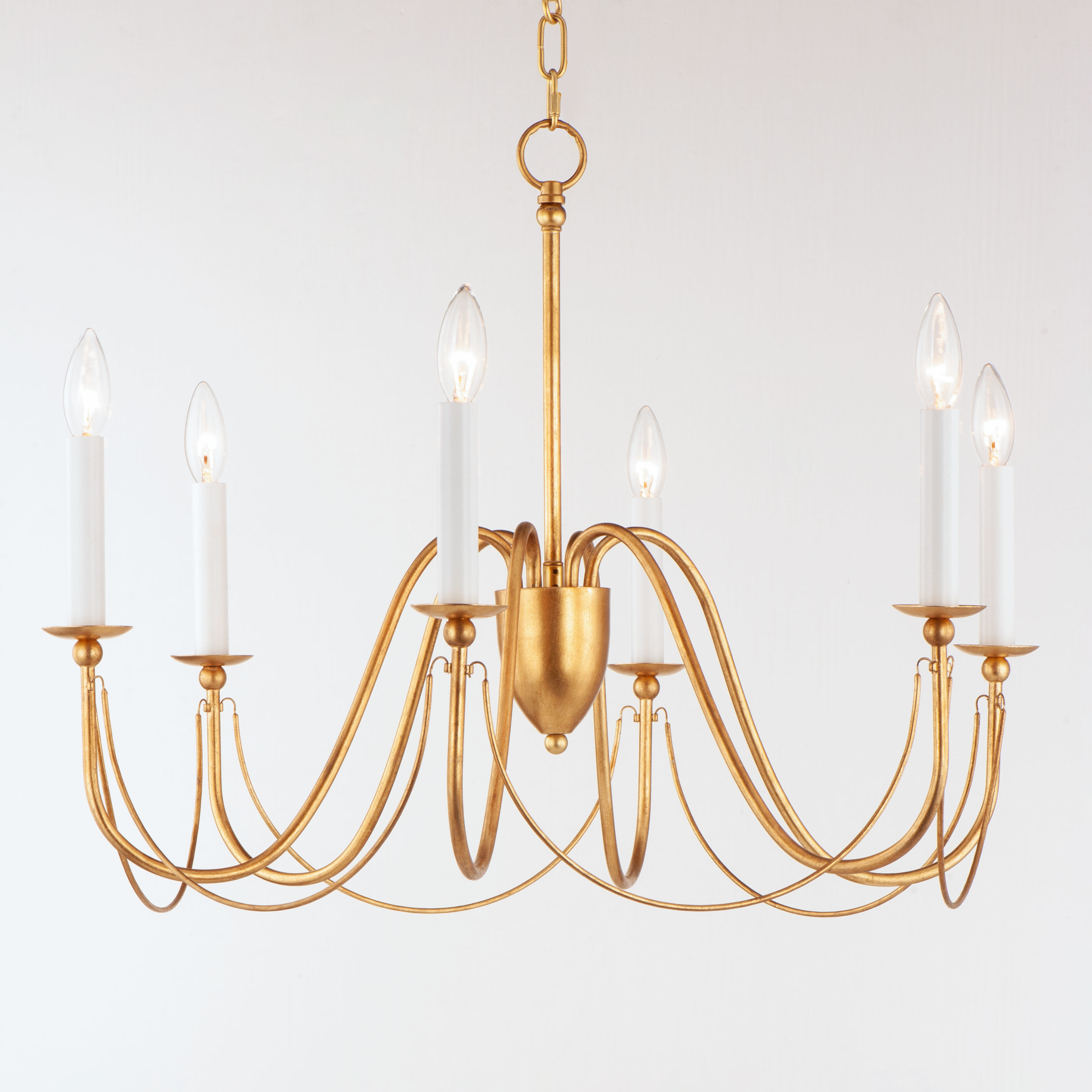 Plumette 6 Light 28 inch Gold Leaf Chandelier Ceiling Light