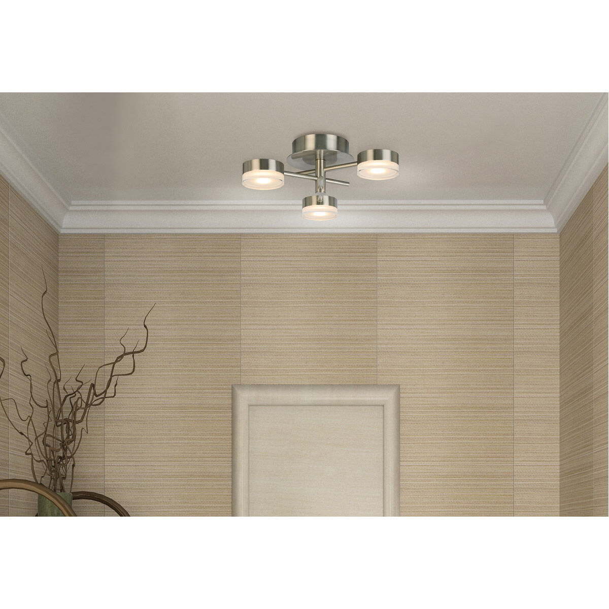 Transton LED 15.24 inch Brushed Nickel Flush Mount Ceiling Light