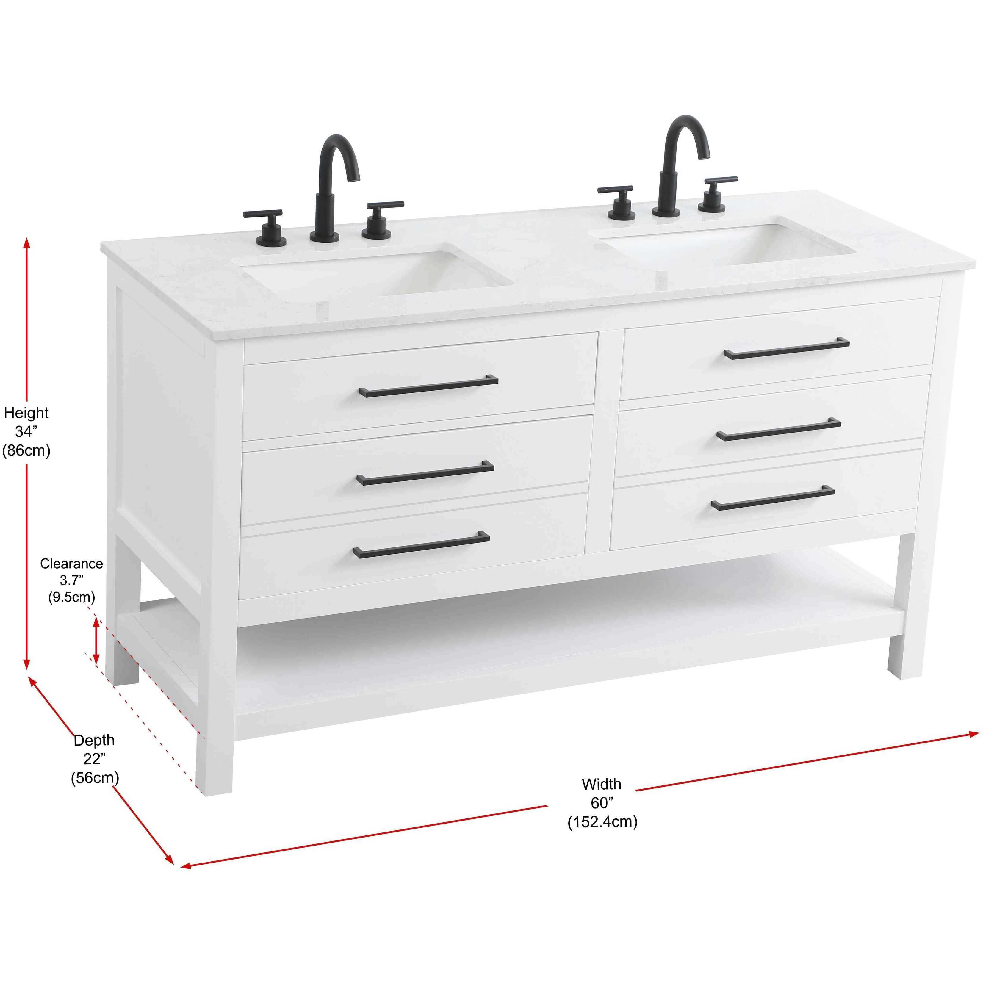 Karson 60 X 34 inch White Bathroom Vanity Cabinet