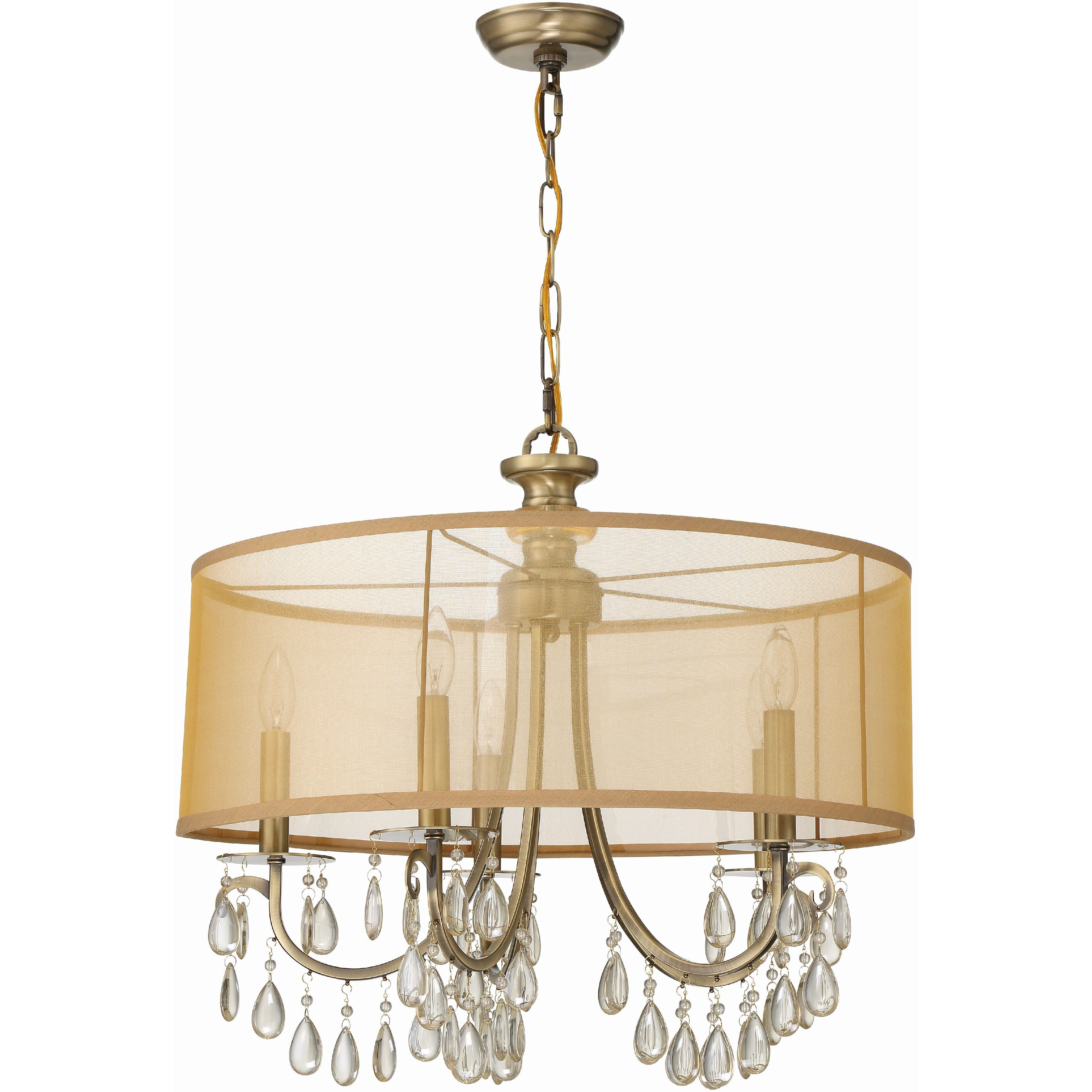 Hampton 5 Light 24 inch Antique Brass Chandelier Ceiling Light