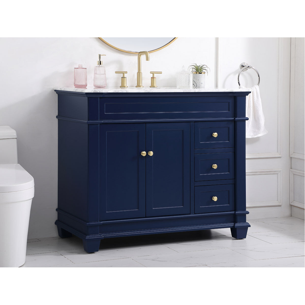 Wesley 42 X 21.5 X 35 inch Blue Vanity Sink Set