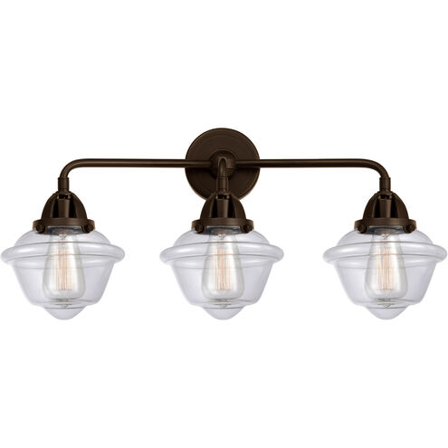 Nouveau 2 Small Oxford 3 Light 26 inch Oil Rubbed Bronze Bath Vanity Light Wall Light in Clear Glass