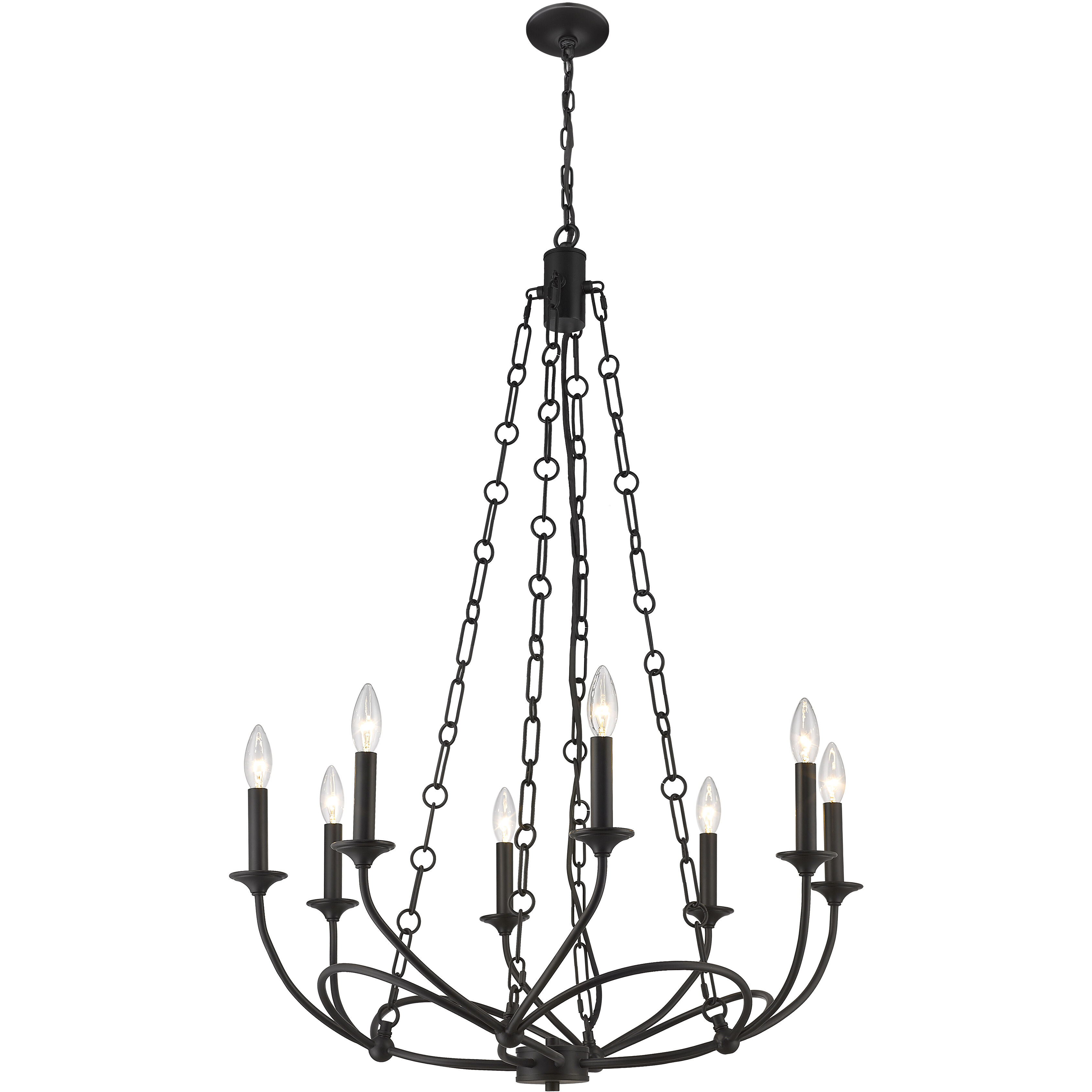 Arabella 8 Light 28 inch Matte Black Chandelier Ceiling Light